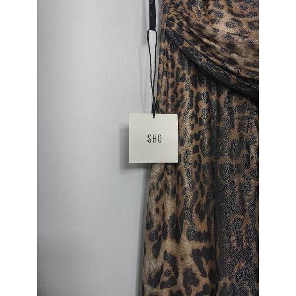 New Tadashi Shoji Sho Womens M One Shoulder Dress Cocktail Animal Print Classic - Picture 7 of 12